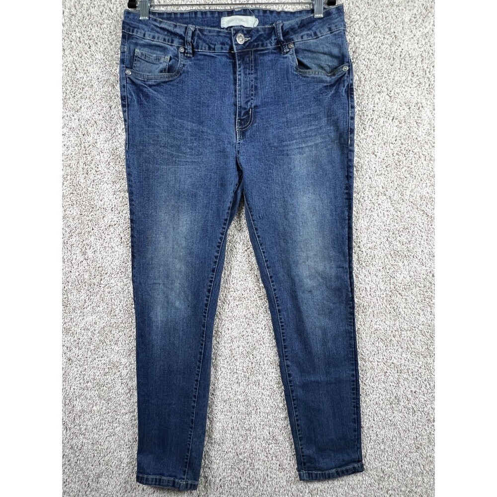 Stitches & Rivets Men Blue Denim Jeans Size 34x32 Slim Straight Stretch